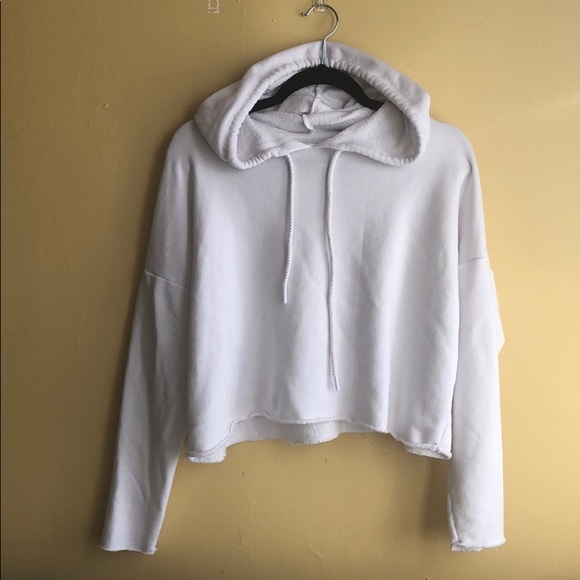 aerie Sweaters - Cropped White Hoodie